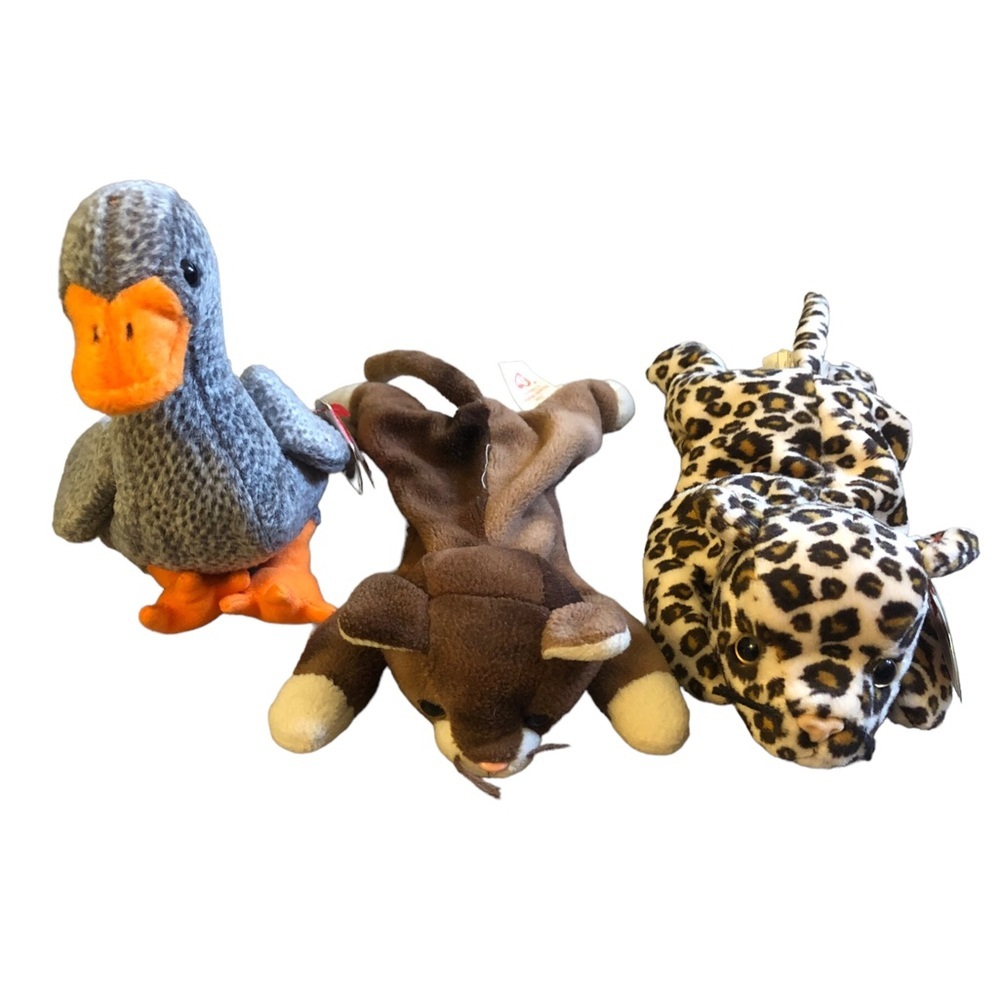 Ty Beanie Babies Bundle Freckles, Honk, Pounce with errors mint condition